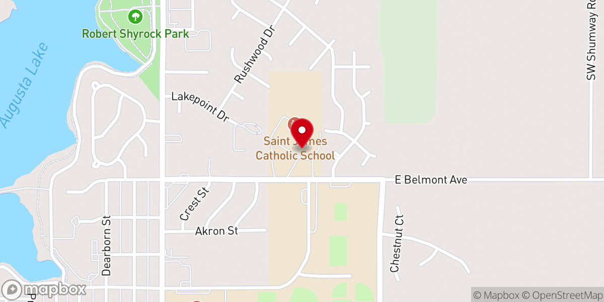 Map showing location of St James Catholic Church