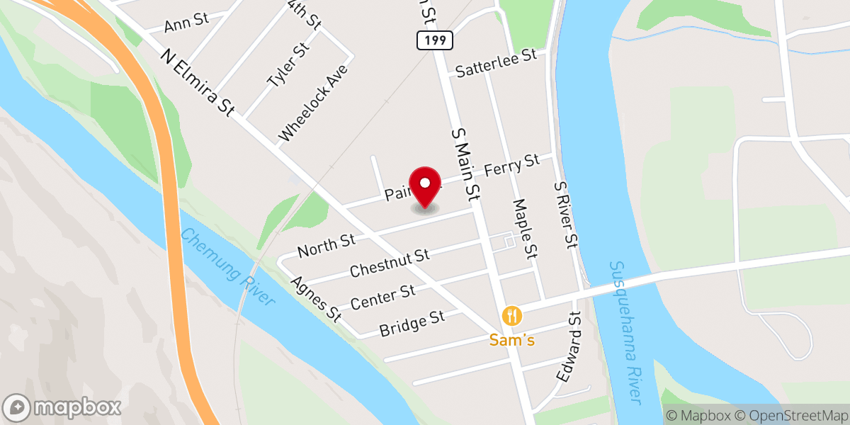 Map showing location of Unitarian Universalist Church of Athens and Sheshequin