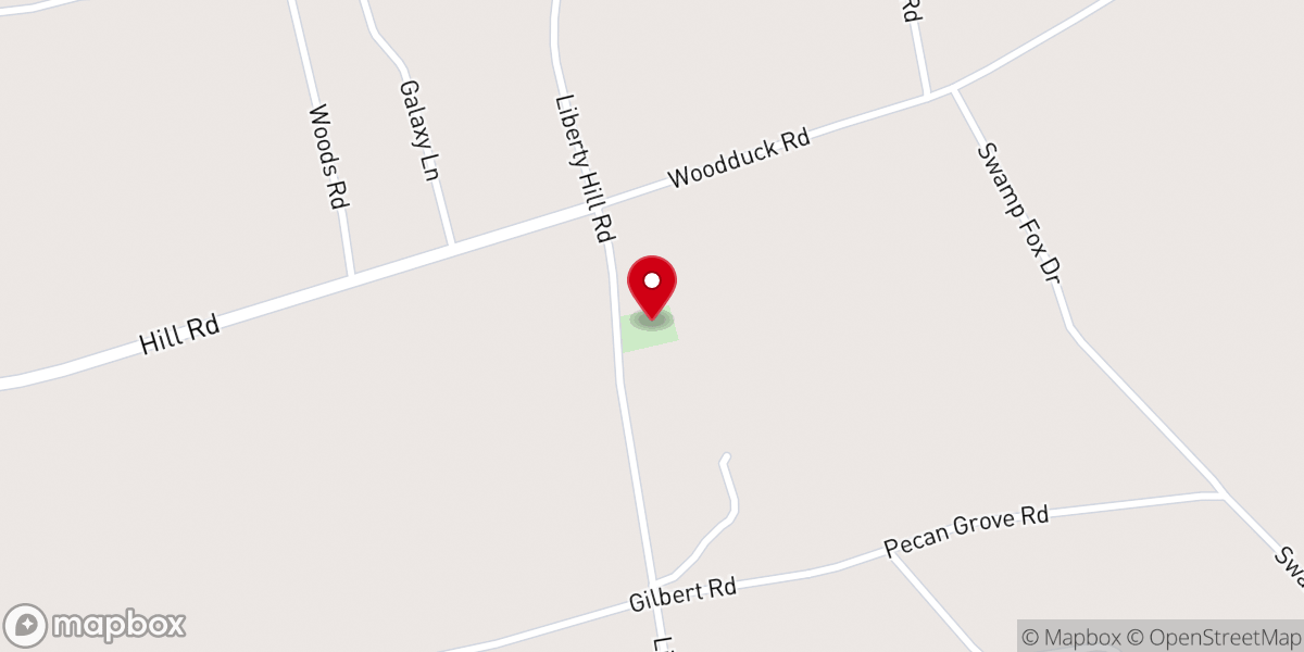 Map showing location of Liberty Hill Baptist Church