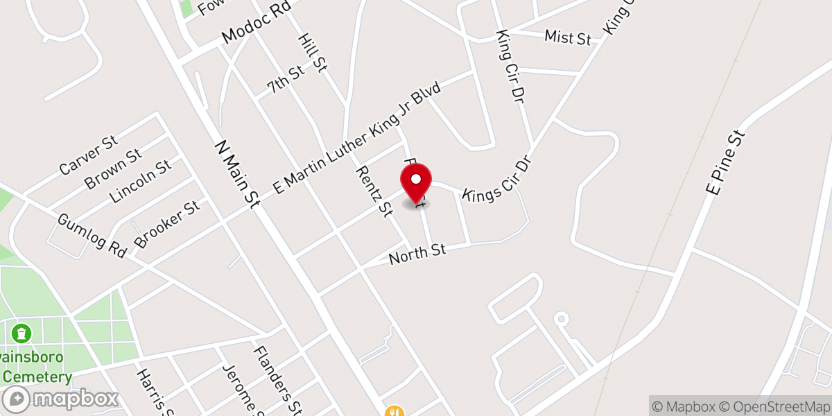 Map showing location of Williams Chapel Holiness Church