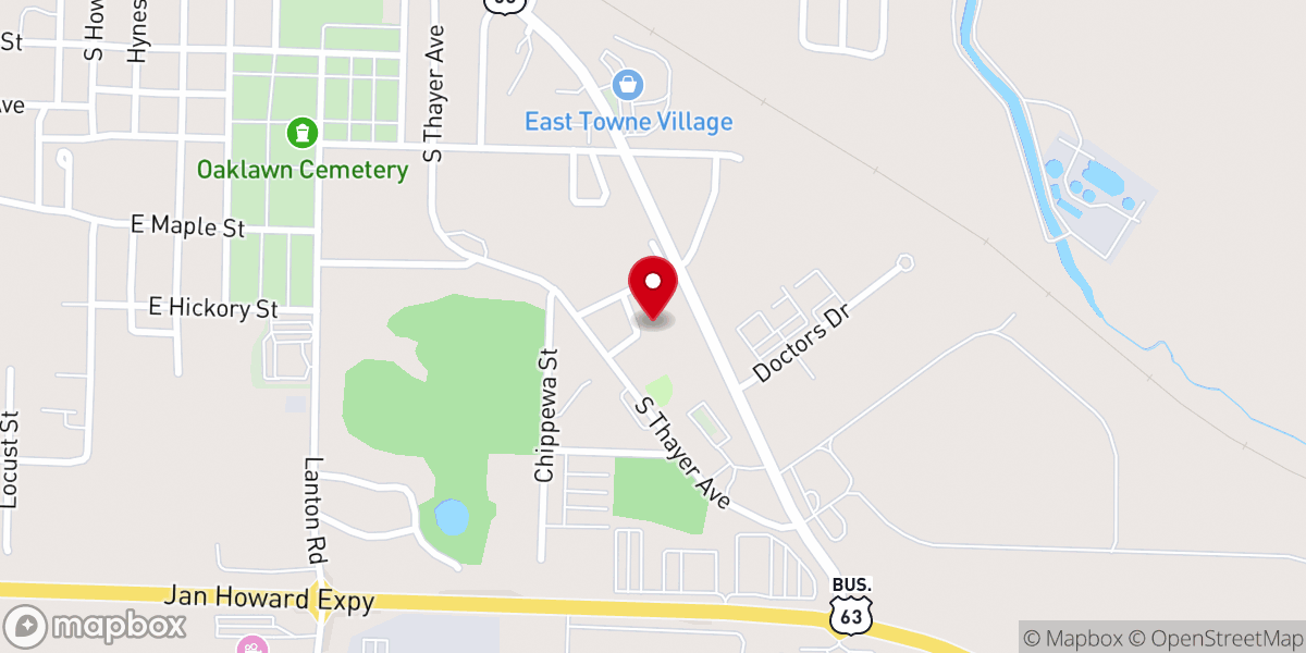 Map showing location of Central Church of Christ
