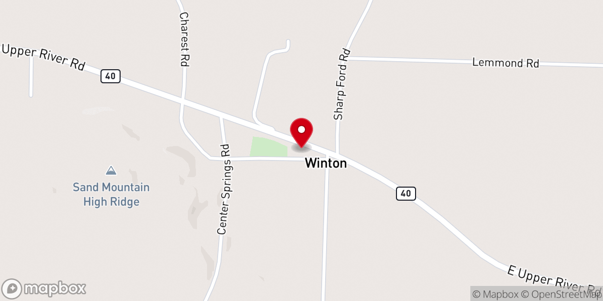 Map showing location of Center Spring Church