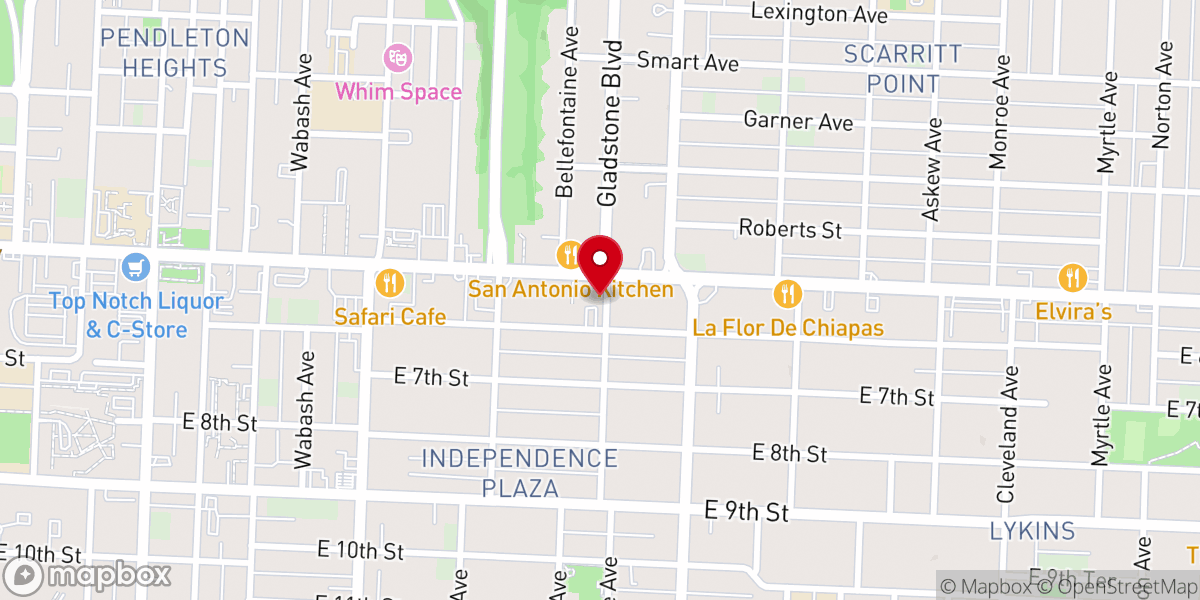 Map showing location of Independence Boulevard Christian Church
