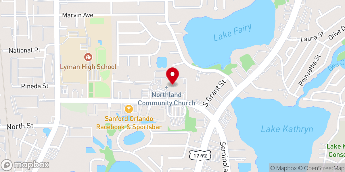 Map showing location of Northland Church
