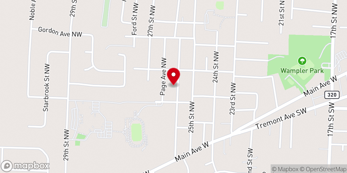 Map showing location of United Free Will Baptist Church