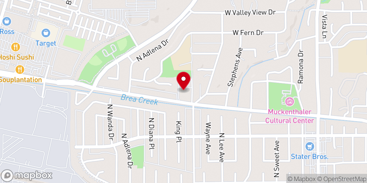 Map showing location of Branches Fullerton