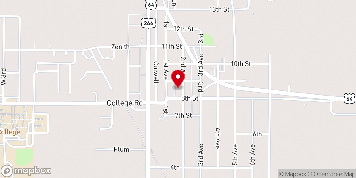 Map showing location of Warner First Baptist Church