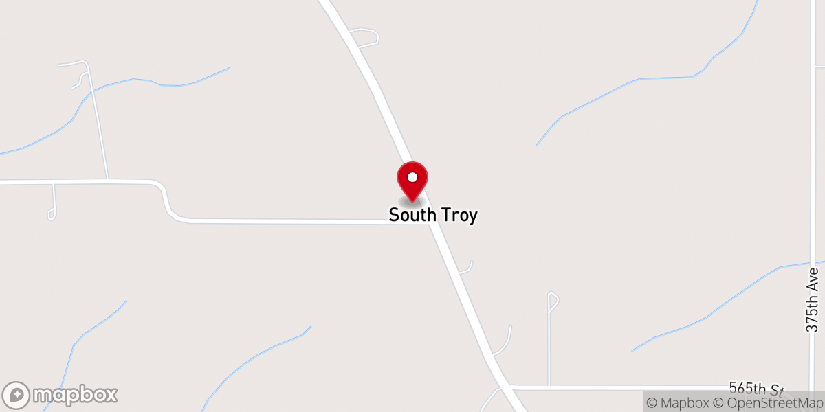Map showing location of South Troy Wesleyan Church - Zumbro Valley Food Shelf - Food Distribution Center