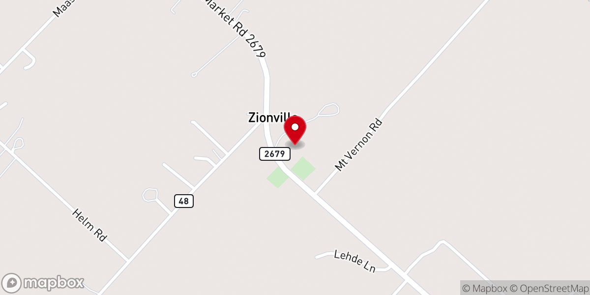 Map showing location of Zion Lutheran Church