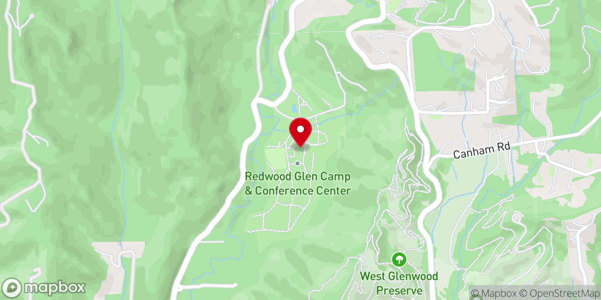 Map showing location of Redwood Glen Camp & Conference