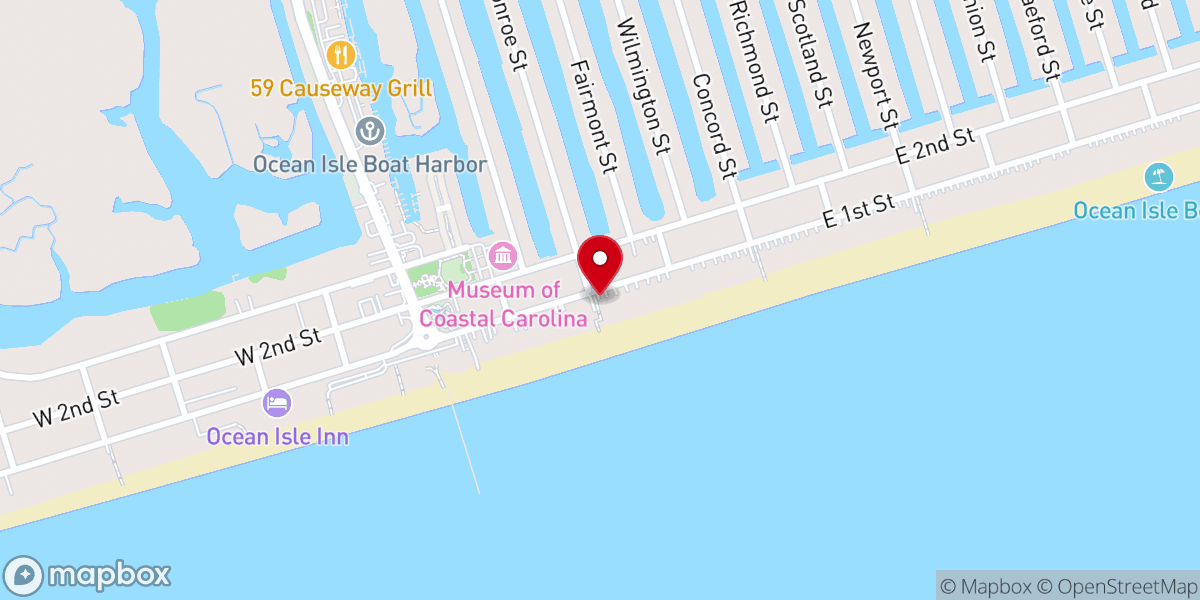 Map showing location of Ocean Isle Beach Community Center