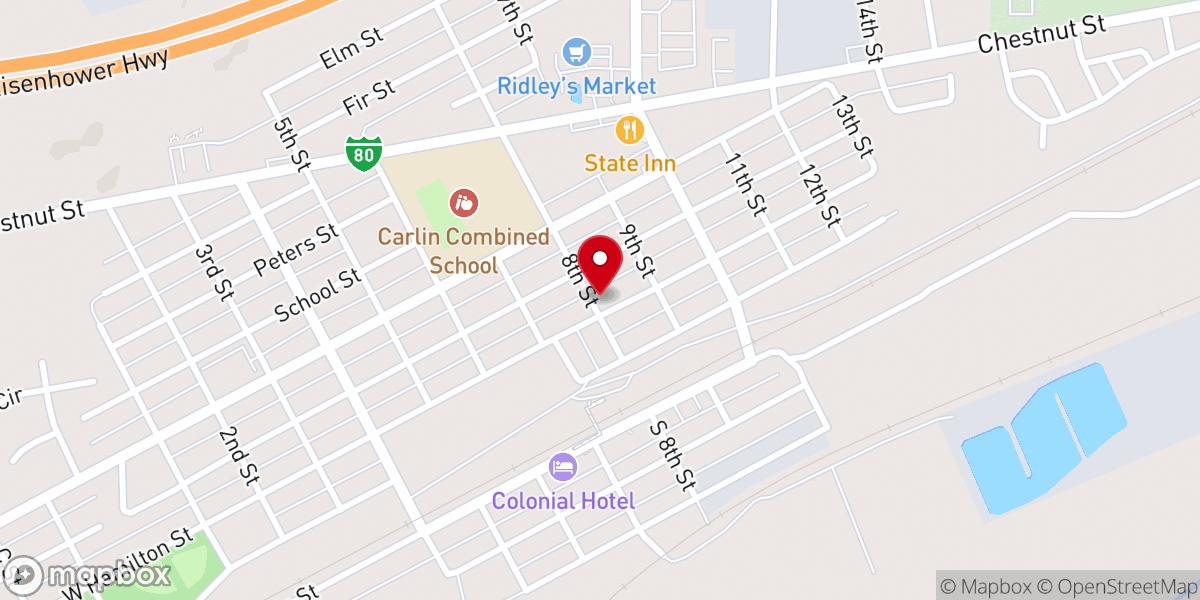 Map showing location of Carlin United Methodist Church