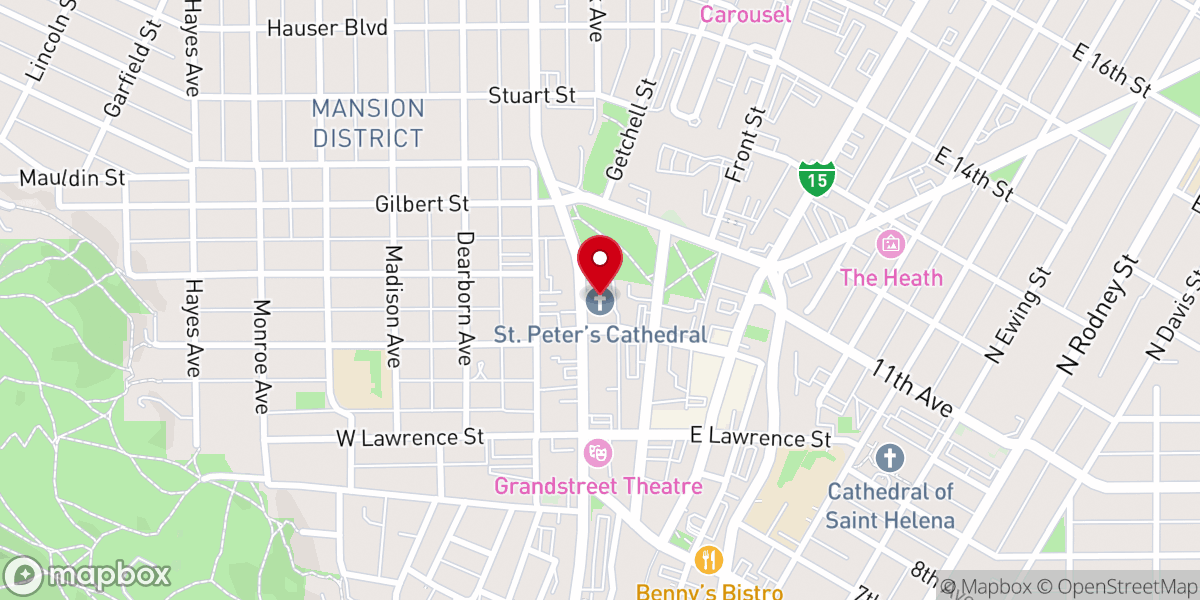 Map showing location of St. Peter's Cathedral