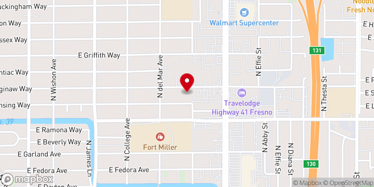 Map showing location of Fresno First Baptist Church