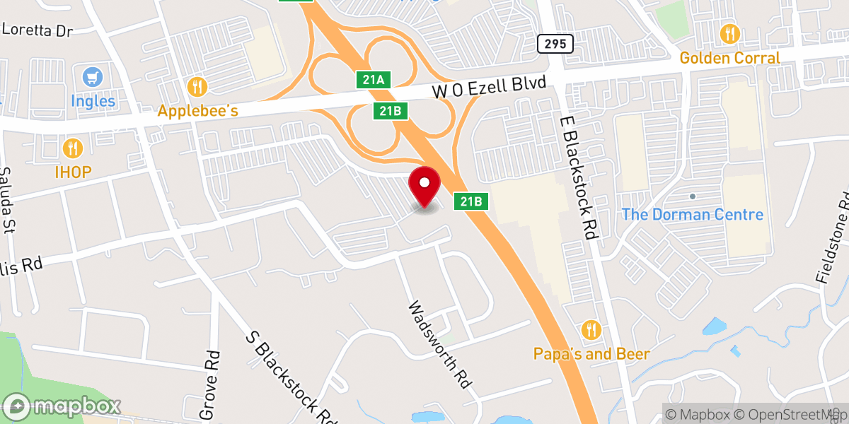 Map showing location of NewSpring Church
