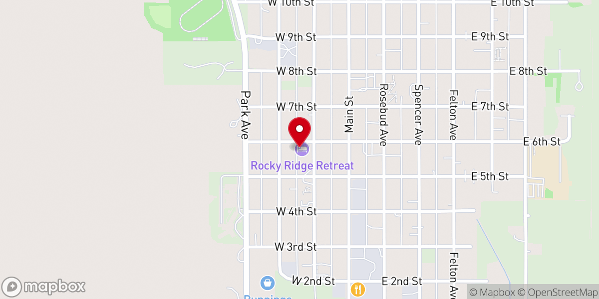 Map showing location of Rocky Ridge Retreat