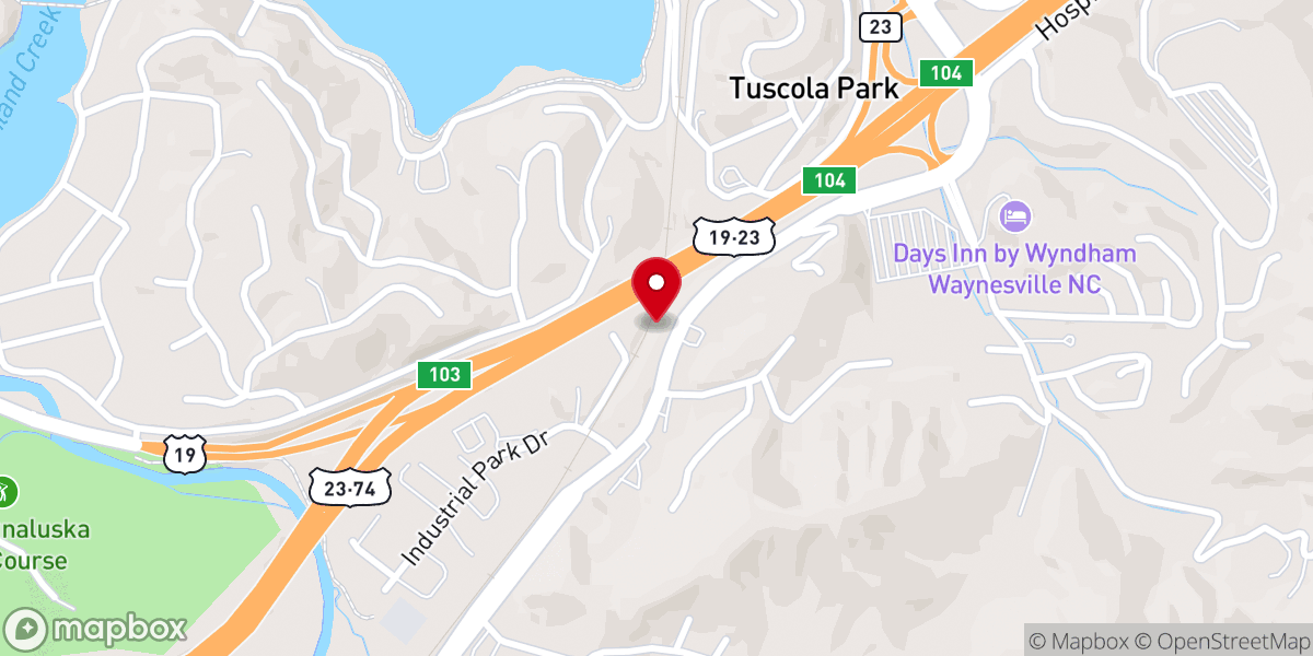 Map showing location of Calvary Chapel Waynesville