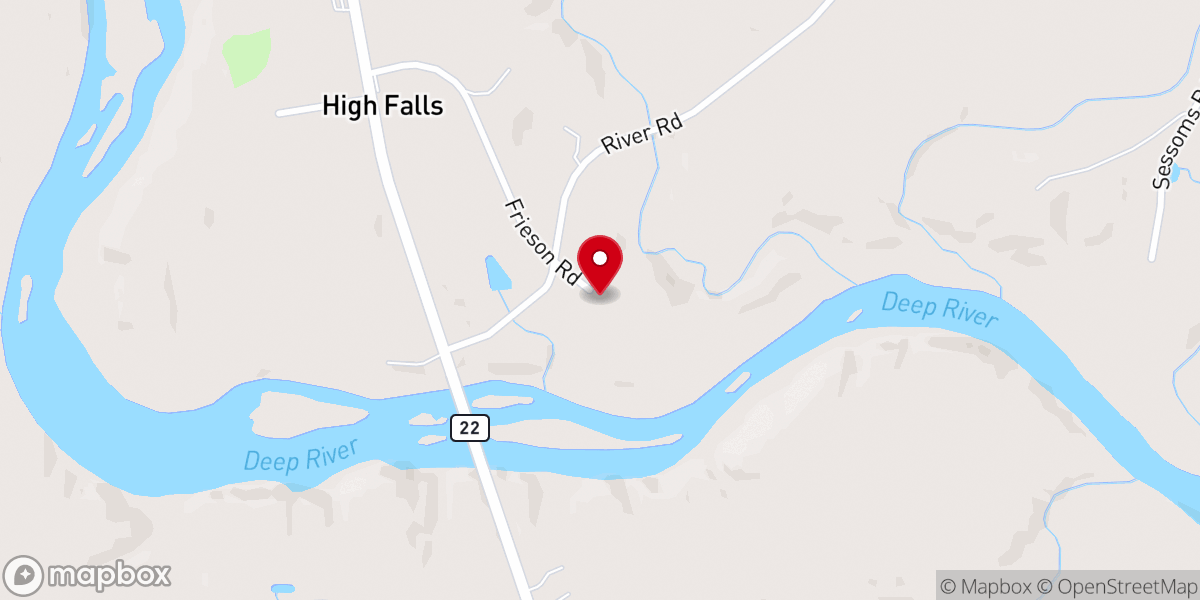 Map showing location of Highfalls United Methodist Church