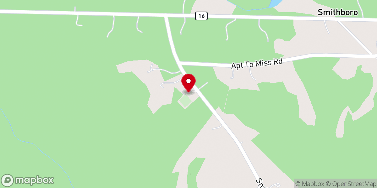 Map showing location of Smithboro Baptist Church