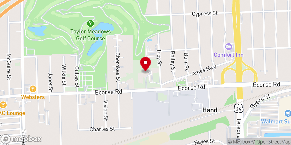 Map showing location of Sunset Church of Christ