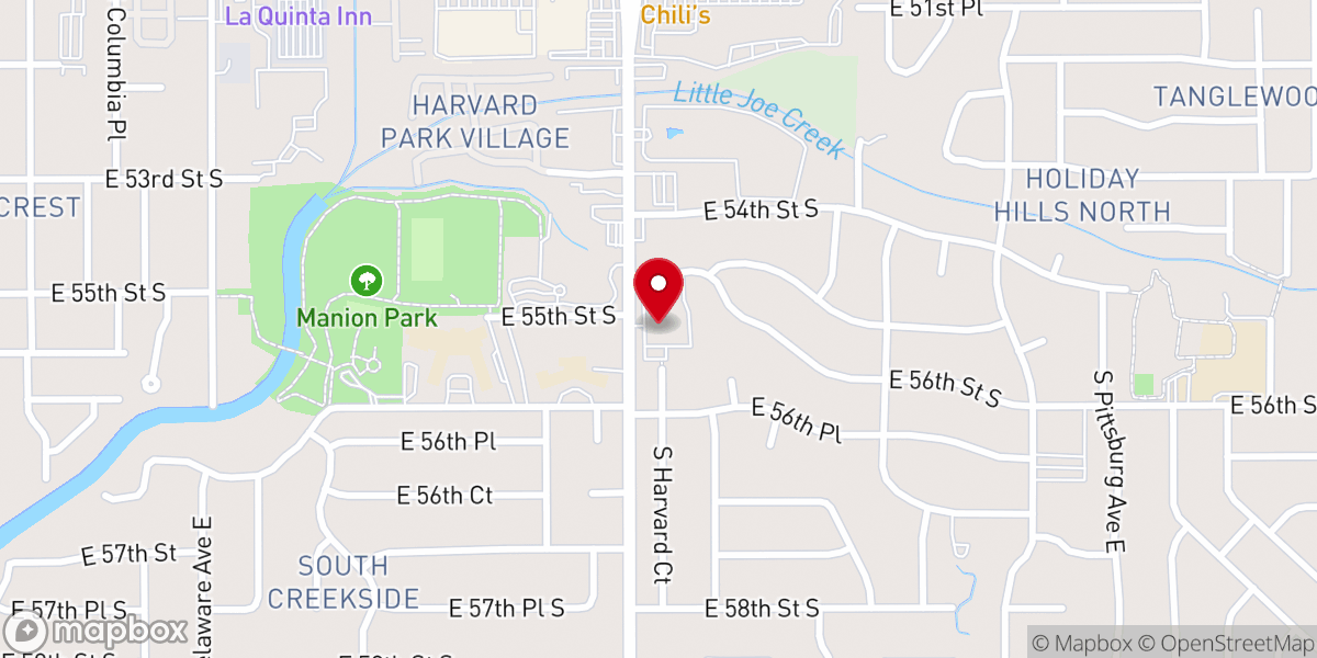 Map showing location of Woodland Acres Baptist Church