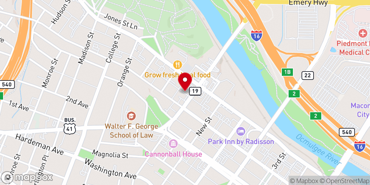 Map showing location of Bryant Tabernacle