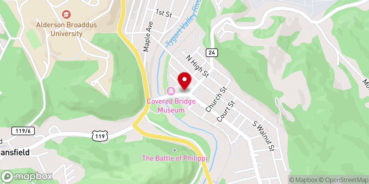 Map showing location of Philippi Presbyterian Church