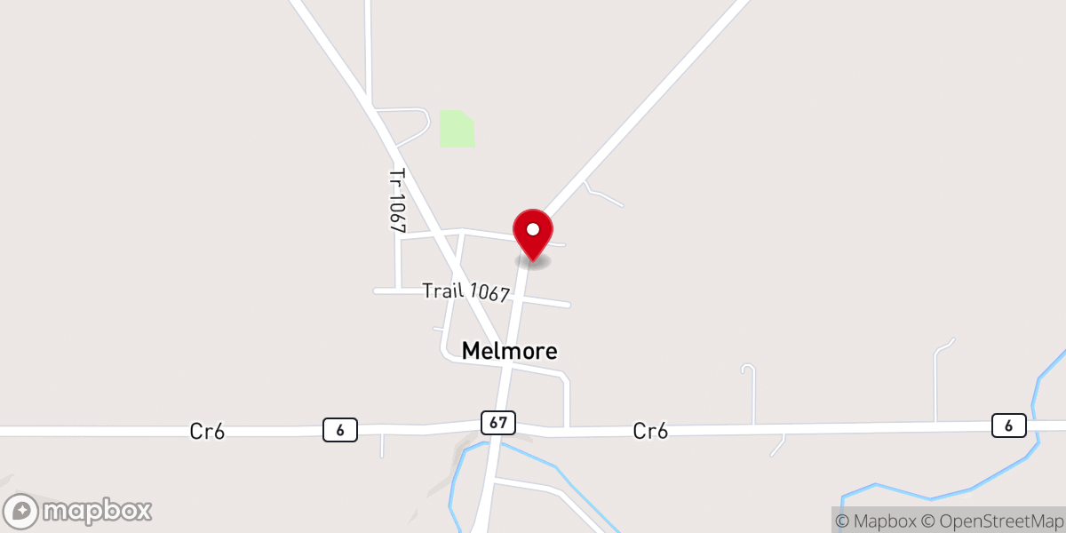 Map showing location of Melmore United Methodist Church