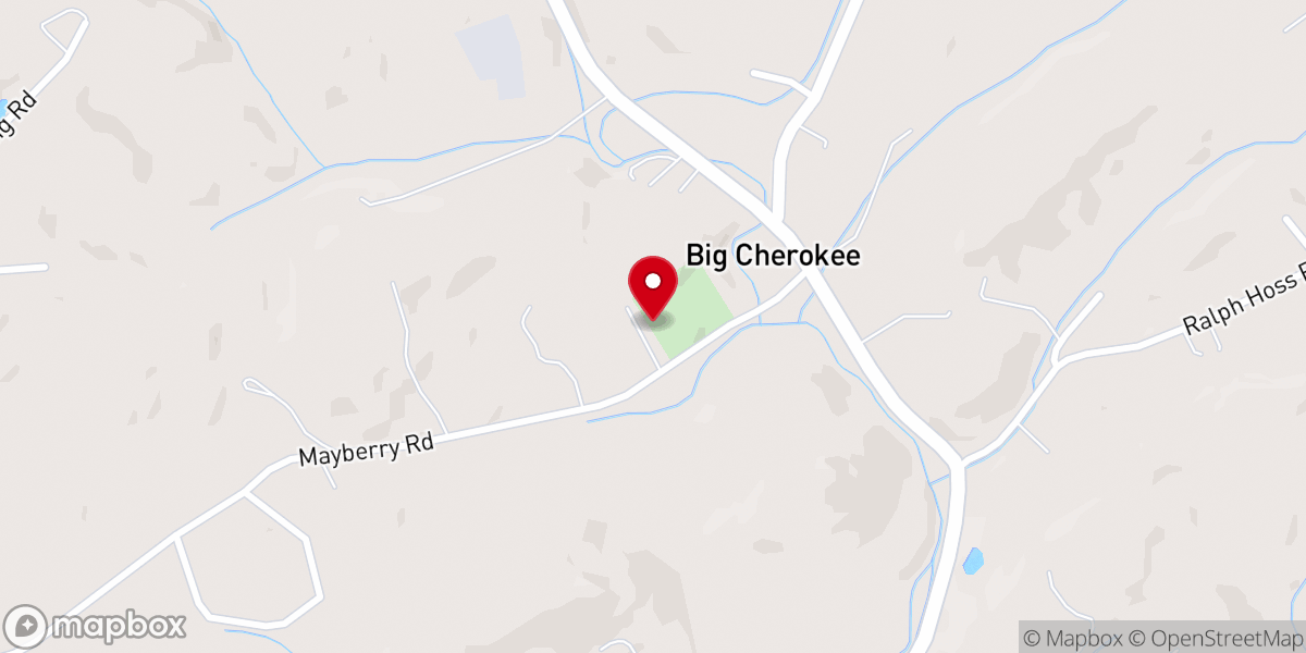 Map showing location of Cherokee Baptist Church