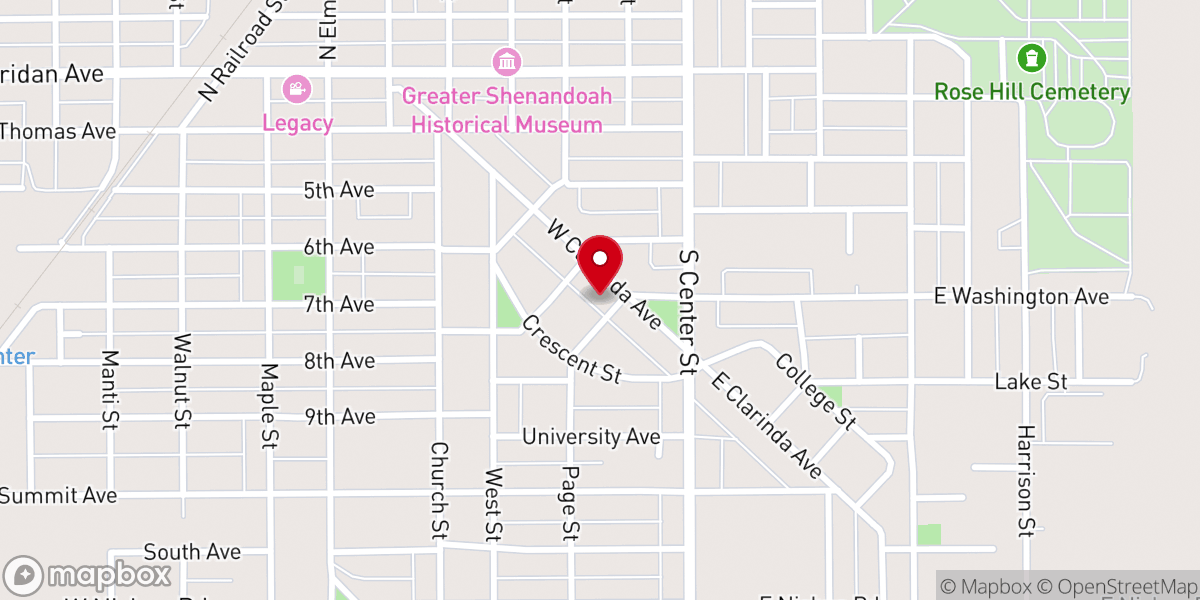 Map showing location of First Presbyterian Church