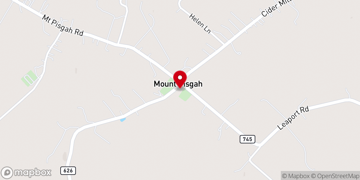 Map showing location of Mt Pisgah Church