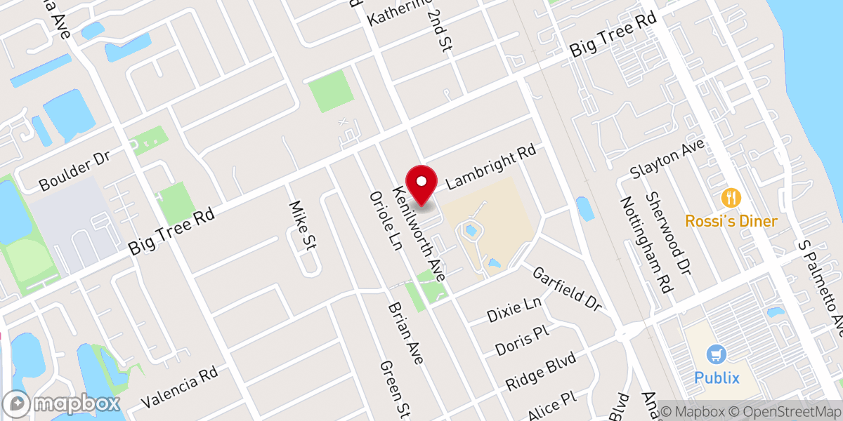 Map showing location of South Daytona Christian Church