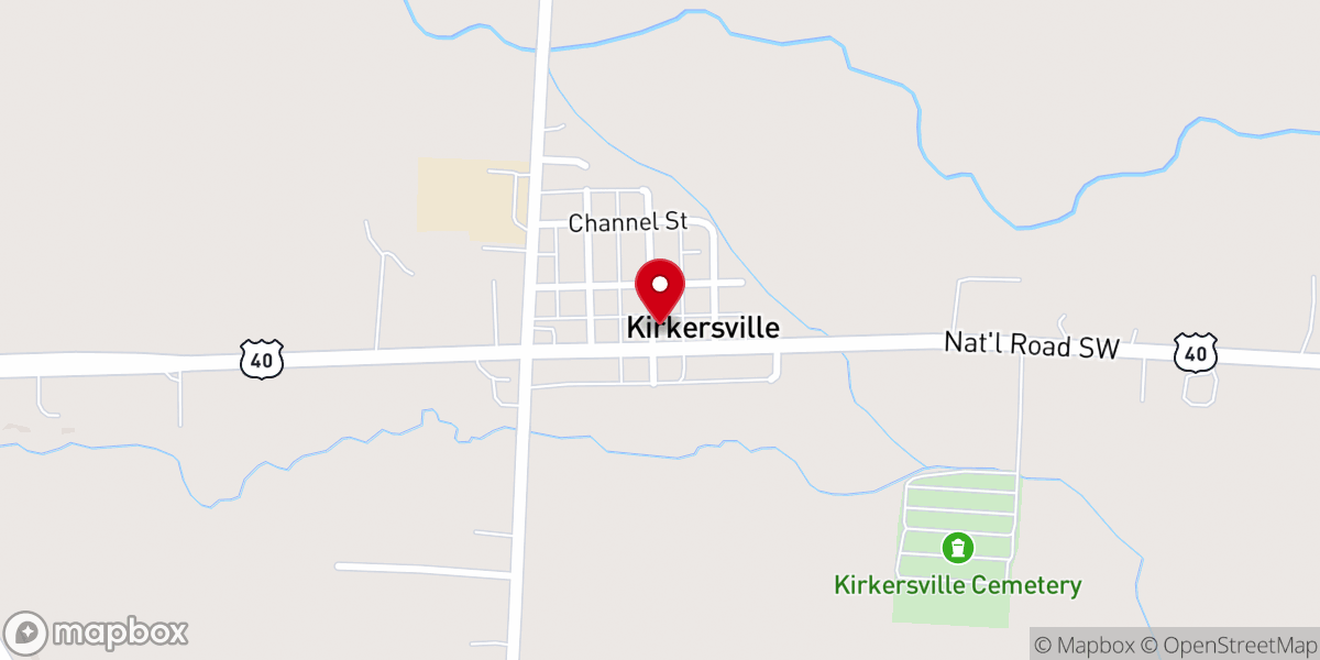 Map showing location of Kirkersville United Methodist