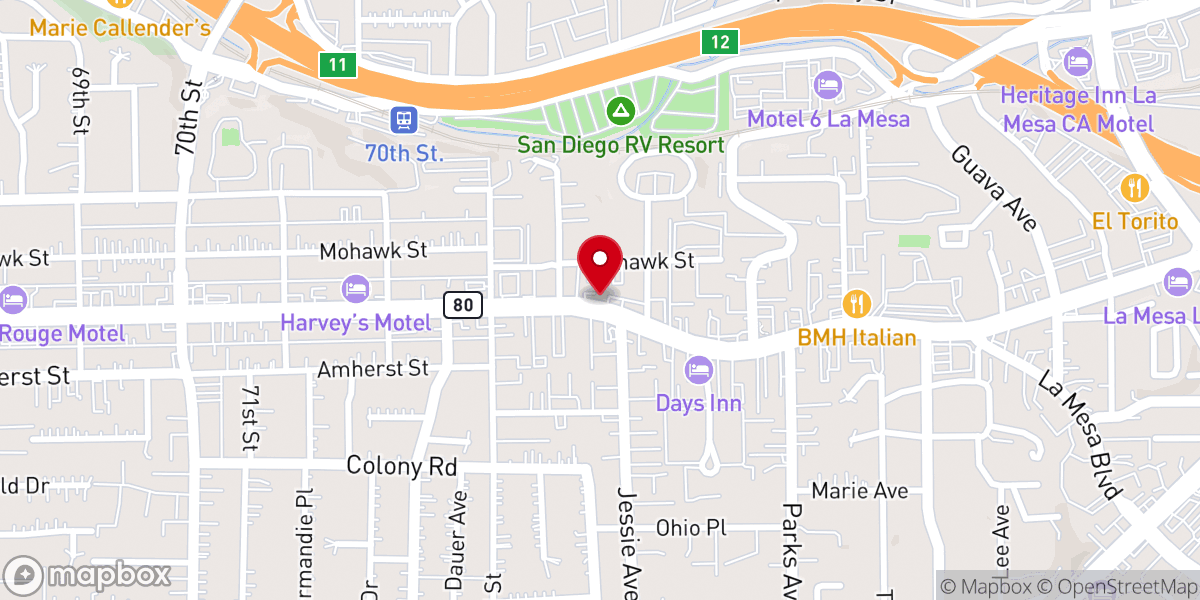 Map showing location of The Door Christian Fellowship Church of La Mesa