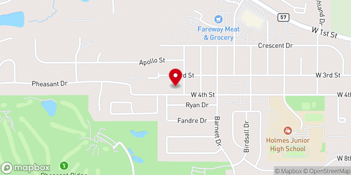 Map showing location of Cedar Falls Christian Church