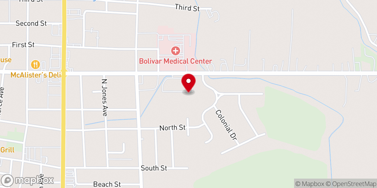 Map showing location of Bolivar County Baptist Association