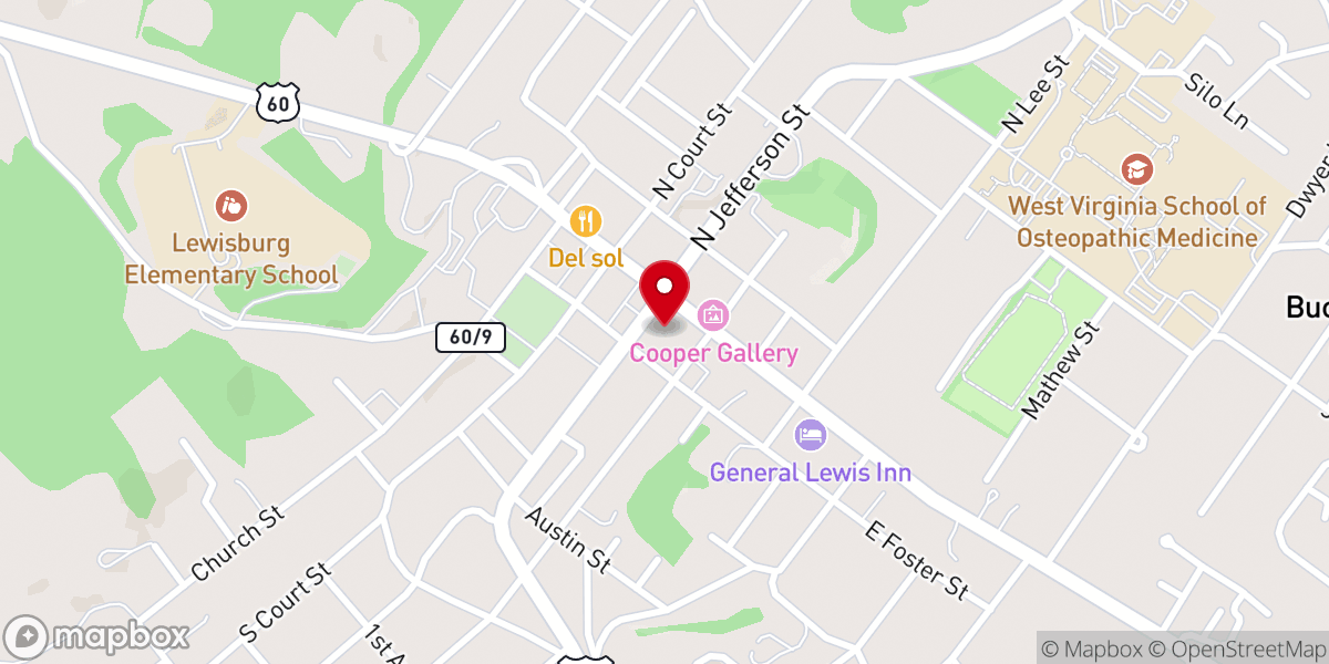 Map showing location of Greenbrier Valley Theatre