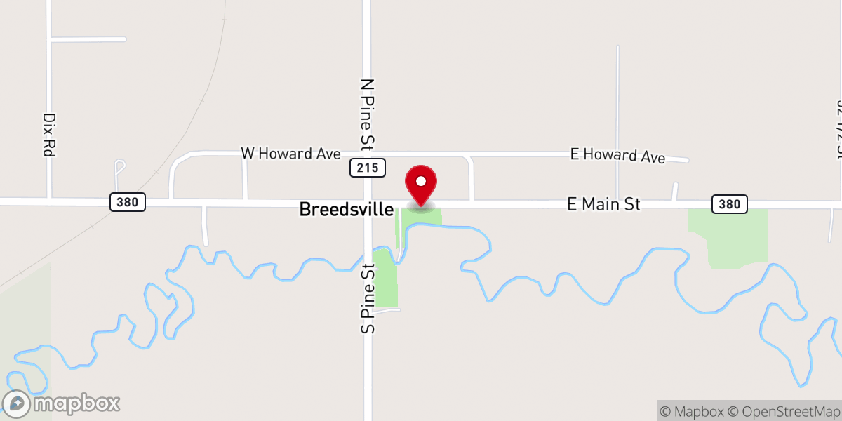 Map showing location of Breedsville Village Offices
