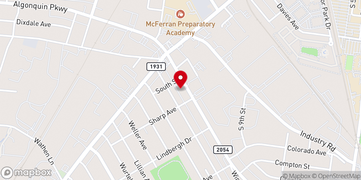 Map showing location of Oakland Baptist Church