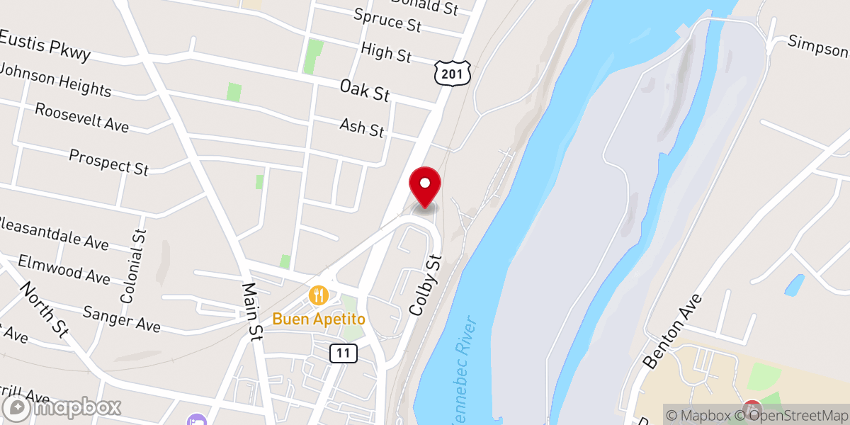 Map showing location of Mid-Maine Homeless Shelter