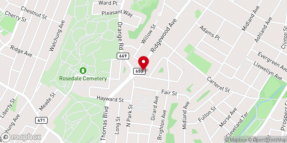 Map showing location of East Orange Church of Christ