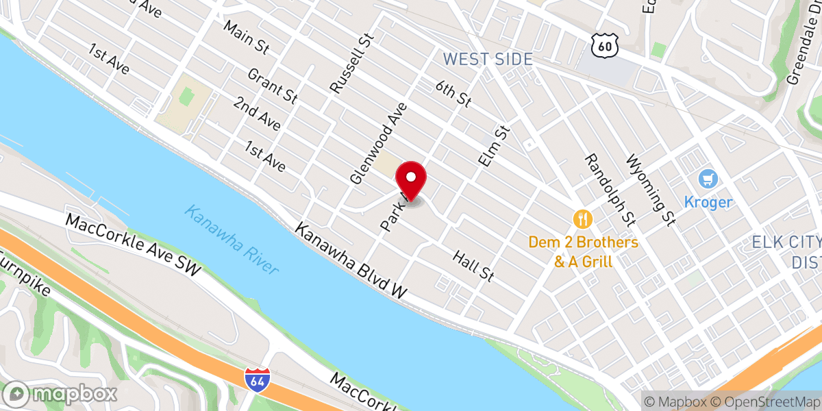 Map showing location of Charleston First Church of the Nazarene