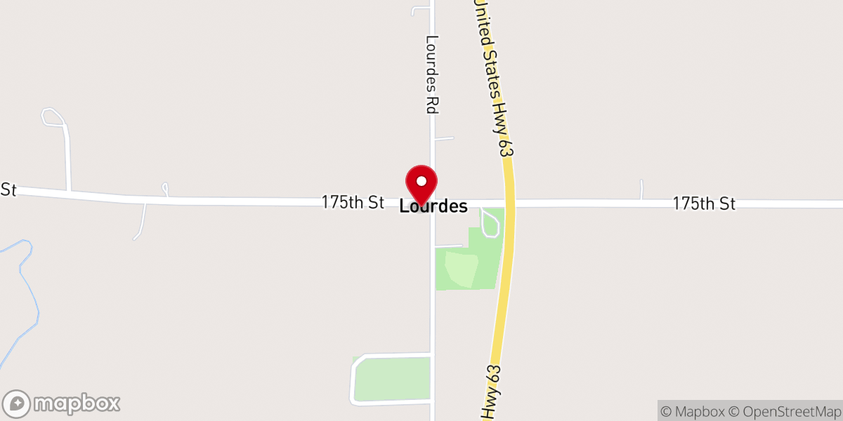 Map showing location of Our Lady of Lourdes Catholic Church