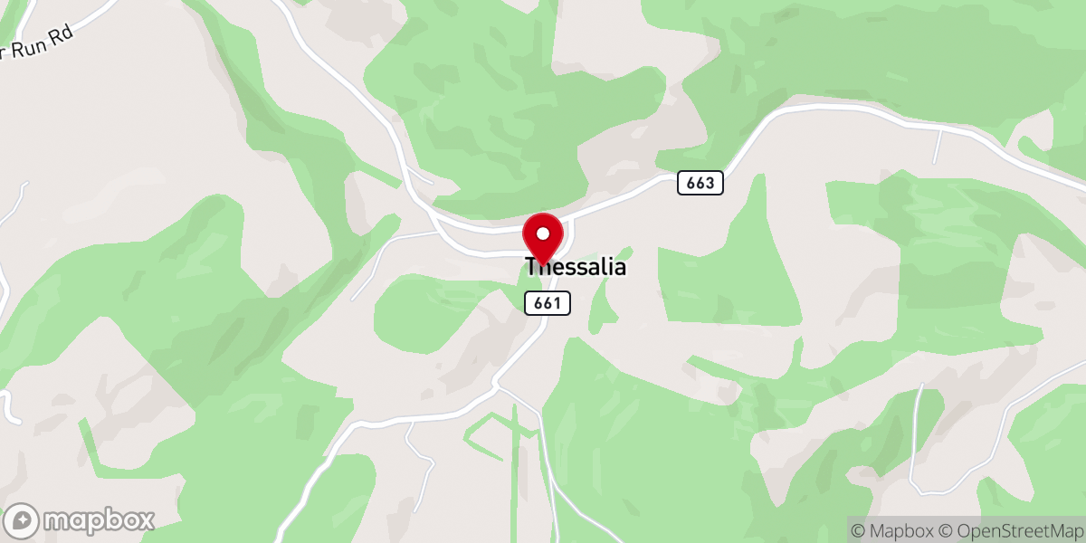 Map showing location of Thessalia United Methodist Church