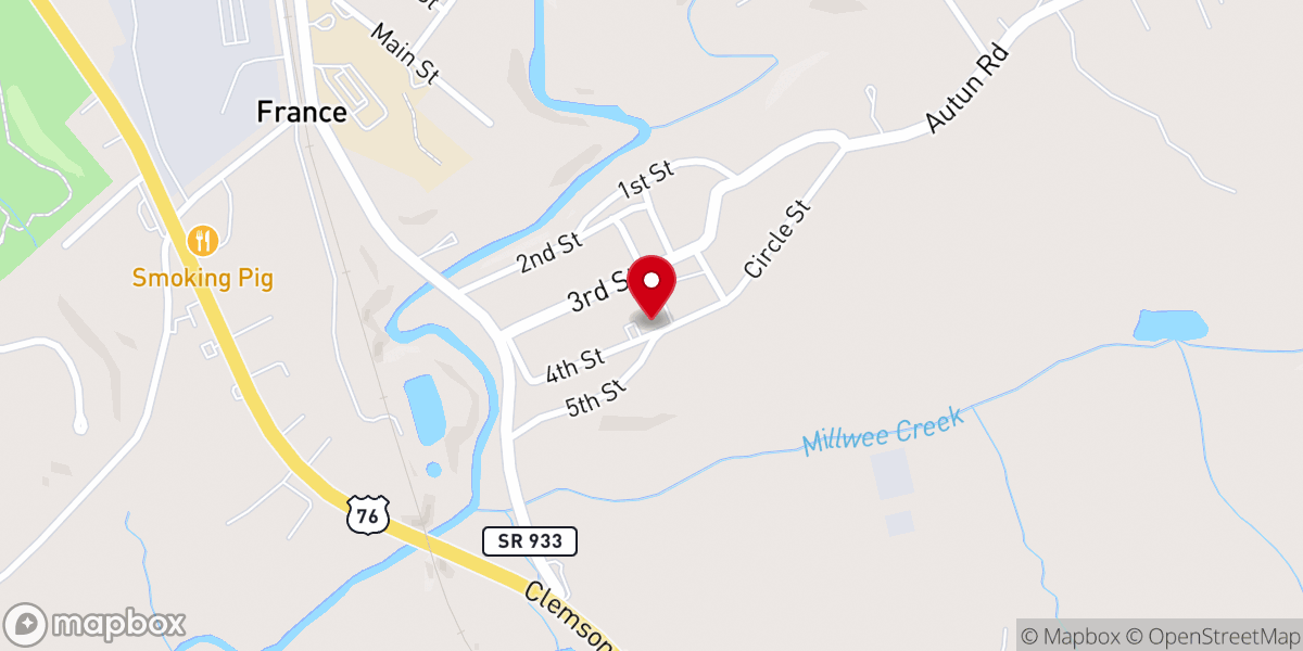 Map showing location of LaFrance First Baptist Church