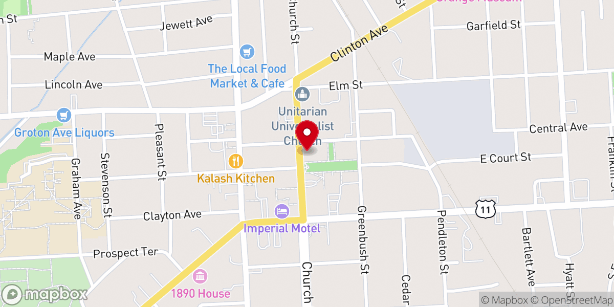 Map showing location of United Presbyterian Church of Cortland