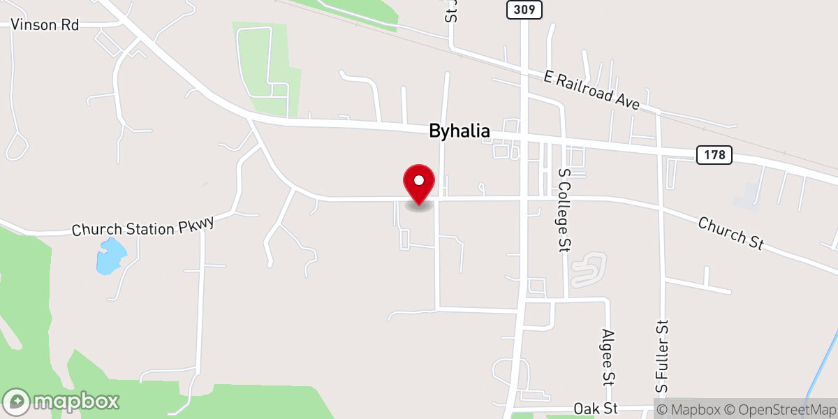 Map showing location of First Baptist Church