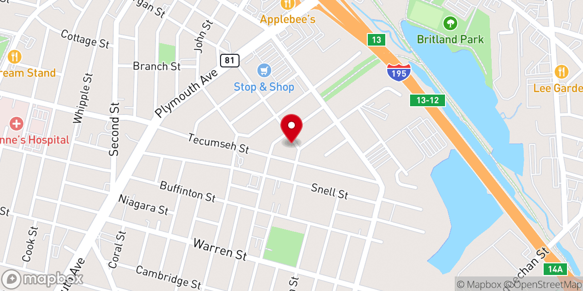 Map showing location of The Greater Fall River Community Food Pantry