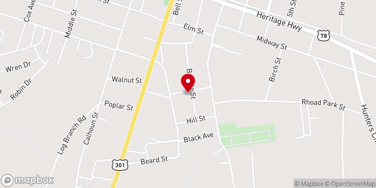 Map showing location of First Church of the Nazarene