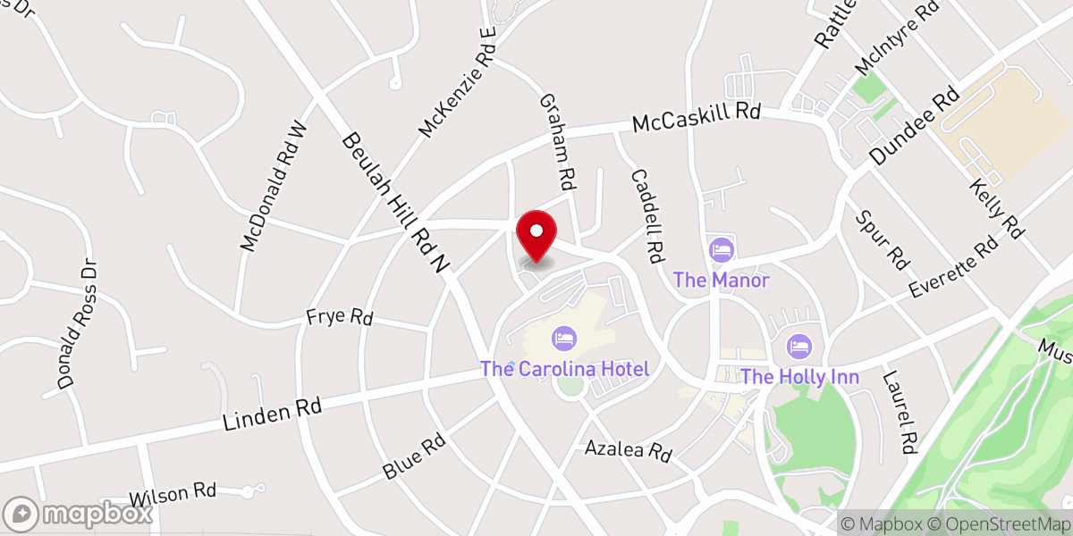 Map showing location of The Old Church in the Heart of Pinehurst Village